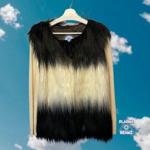 even Faux Fur Sweater Jacket L